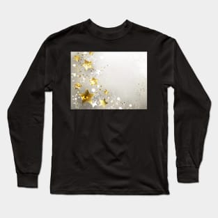 Gray Background with Gold Stars Long Sleeve T-Shirt